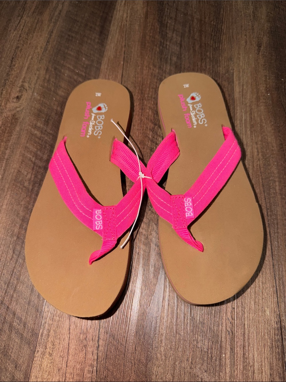 Bobs by Skechers Flip Flops Plush Foam Sandals Hot Pink Women's Size US 7